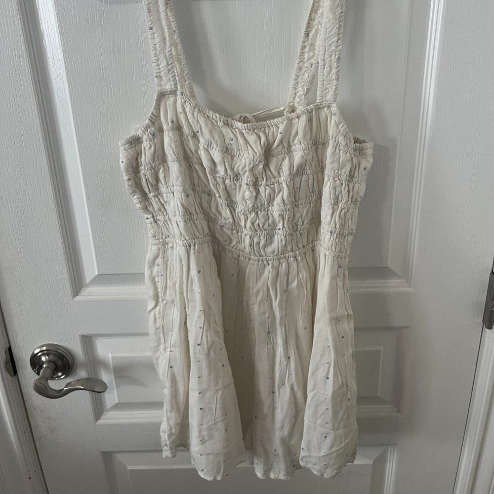 Urban Outfitters White Polka Dot Romper with Open Back